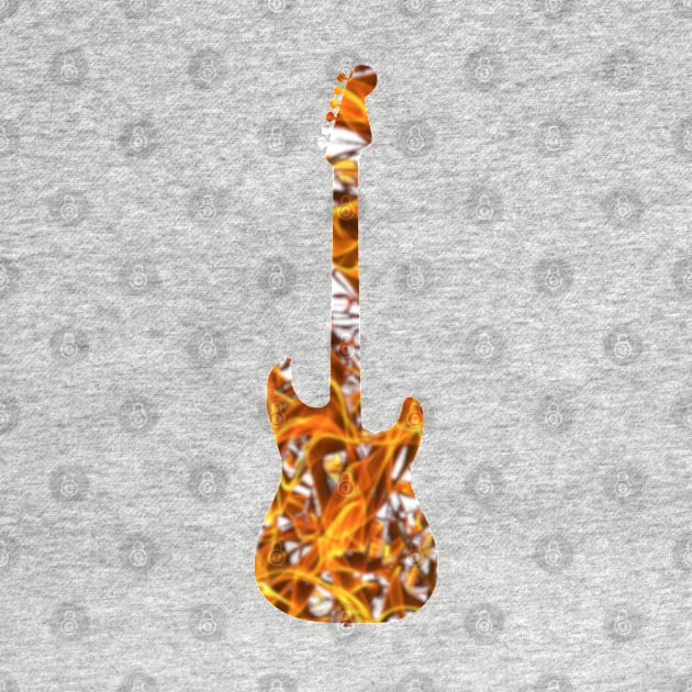 Yellow Flame Guitar Silhouette on White by gkillerb